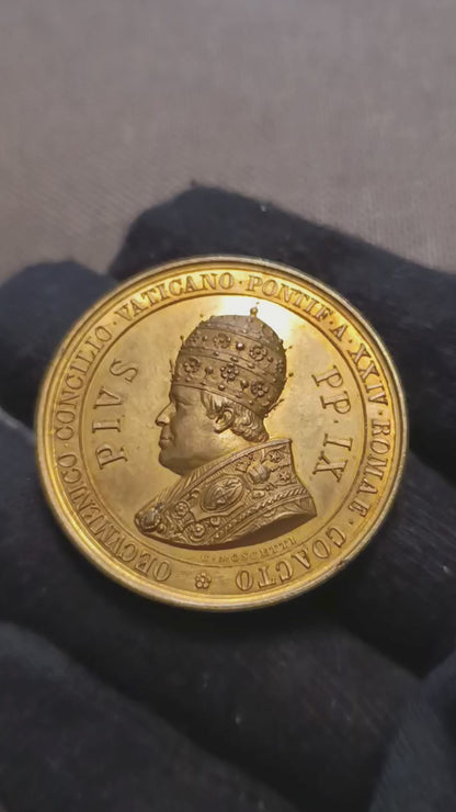 MEDAGLIA STATO PONTIFICIO PIO IX 1869 IN BRONZO MONUMENTO DEL CONCILIO ECUMENICO