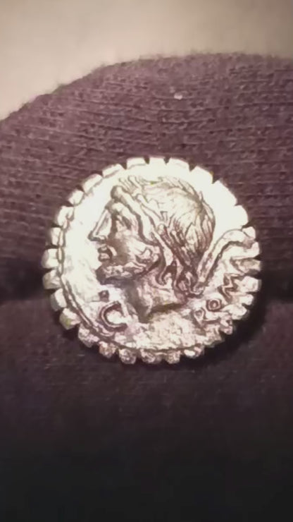 DENARIO SERRATO L.MEMMIUS GALERIUS 106 A.C. ANTICA MONETA ROMANA IN ARGENTO qSPL