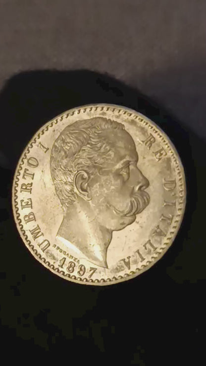 2 LIRE 1897 FDC MONETA IN ARGENTO REGNO D'ITALIA UMBERTO I PROOF-LIKE