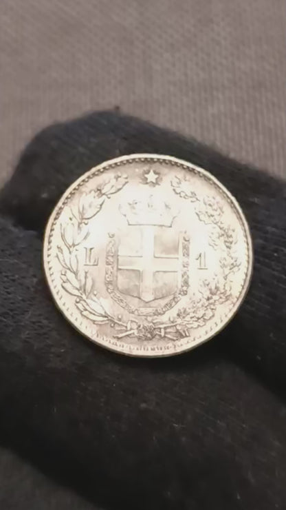 1 LIRA 1887 UMBERTO I MONETA IN ARGENTO REGNO D'ITALIA FDC