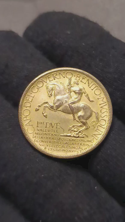 BUONO DA 2 LIRE 1928 ESPOSIZIONE DI MILANO JOHNSON qFDC