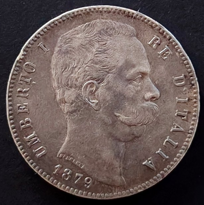 SCUDO 5 LIRE 1879 UMBERTO I BB+