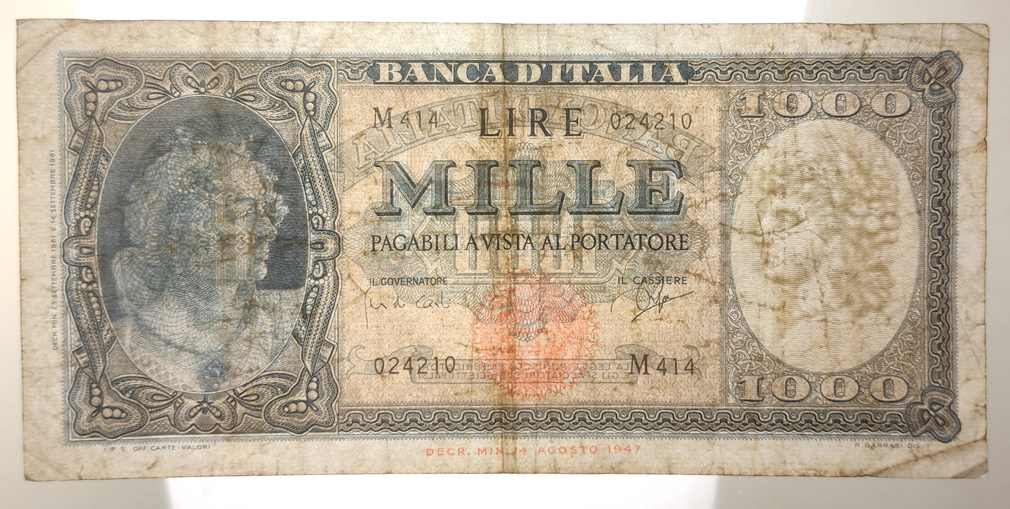 1000 LIRE ITALIA ORNATA DI PERLE (MEDUSA) 25/09/1961 qBB