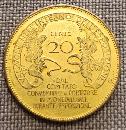 20 CENTESIMI 1906 BUONO ESPOSIZIONE FIERA DI MILANO VITTORIO EMANUELE III qFDC - Numismatica_ita