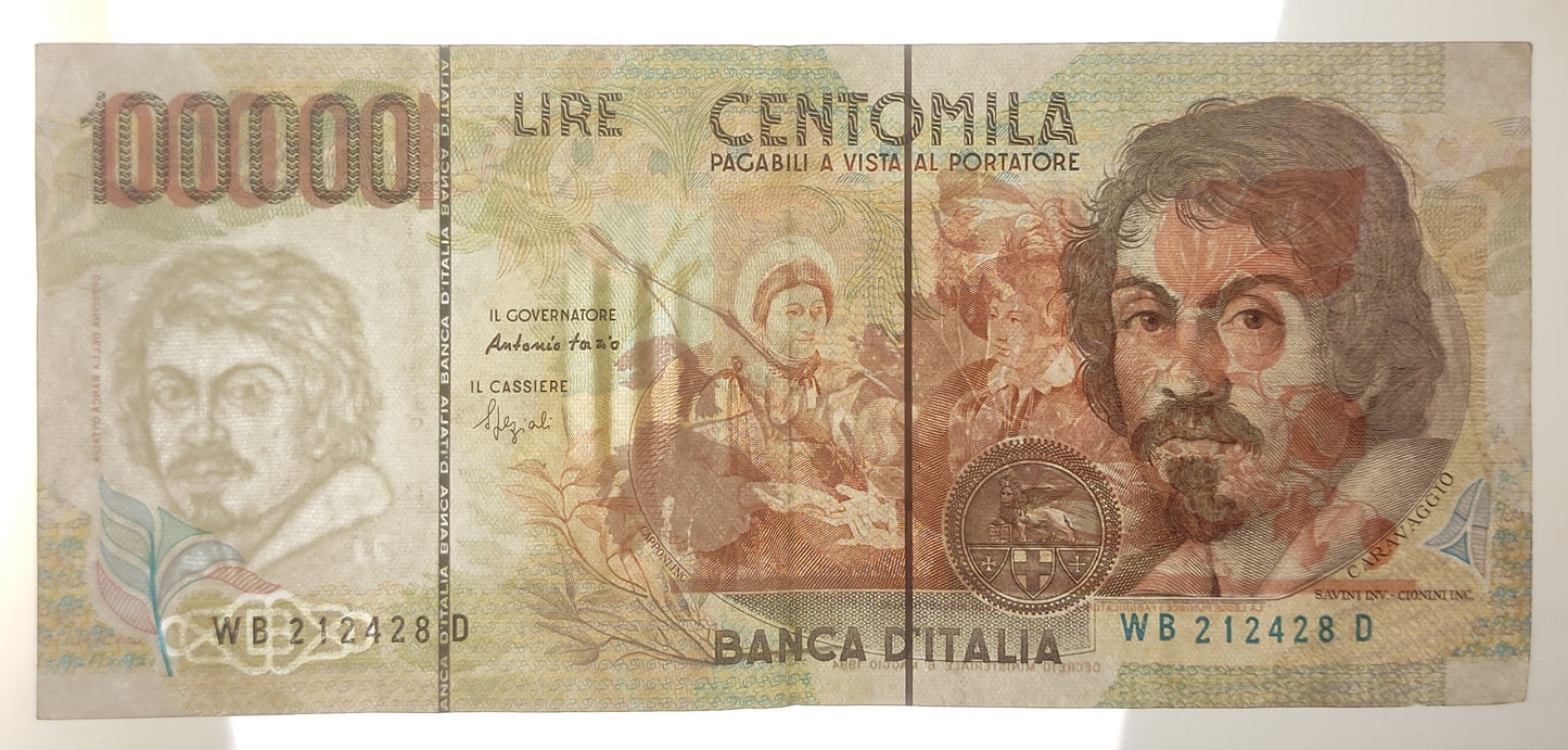 100000 LIRE CARAVAGGIO 2° TIPO LETTERA B 27/02/1995 BB