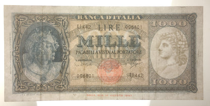 1000 LIRE ITALIA ORNATA DI PERLE (MEDUSA) 25/09/1961 BB