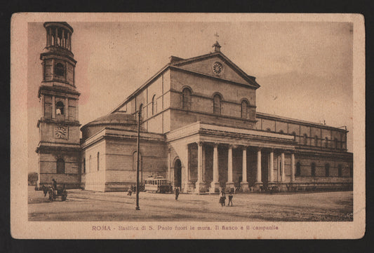 ANTICA CARTOLINA VIAGGIATA REGNO D'ITALIA DEL 1918 - ROMA BASILICA DI S.PAOLO