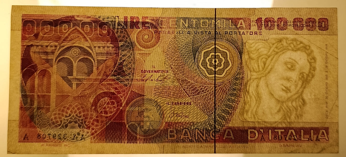 100000 LIRE BOTTICELLI TRIPLA A 20/06/1978 BB