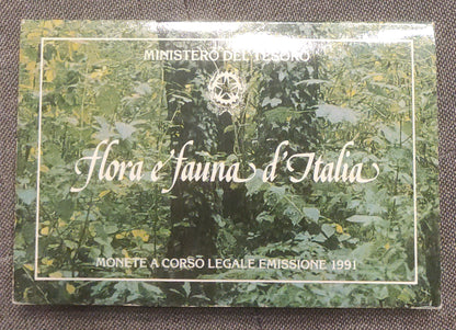 FLORA E FAUNA D' ITALIA 1991 MONETE IN ARGENTO IPZS FDC - LIRE DA COLLEZIONE