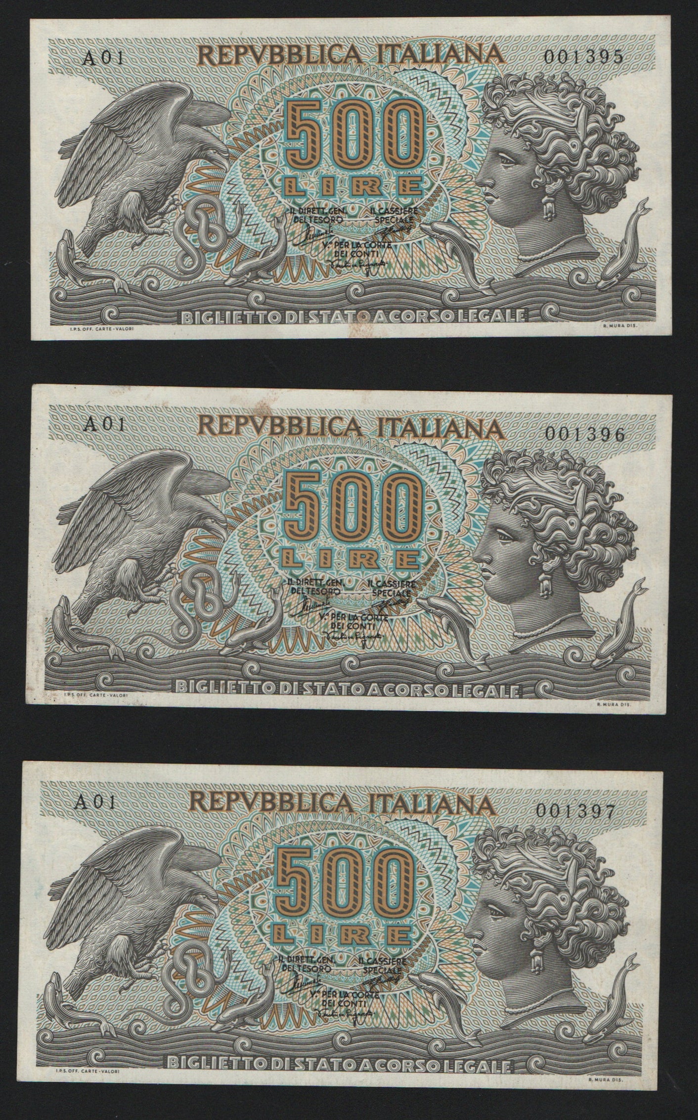 500 LIRE ARETUSA A01 PRIMA SERIE 20/06/1966 qSUP