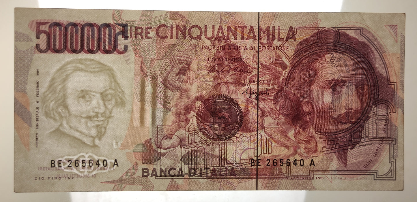 50000 LIRE BERNINI 1° TIPO LETTERA E 1992 SPL