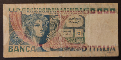 50000 LIRE VOLTO DI DONNA TRE DECRETI FALSO D'EPOCA 12/06/1978 BB