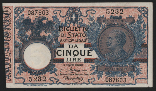 5 LIRE FLOREALE VITTORIO EMANUELE III 19/09/1923 SUP+ - Numismatica_ita