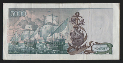 5000 LIRE COLOMBO 2° TIPO TRIPLA A 20/05/1971 BB+ - Numismatica_ita