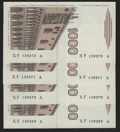 1000 LIRE POLO SERIE SOSTITUTIVA XF...A 1988 CONSECUTIVE DA MAZZETTA FDS