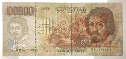 100000 LIRE CARAVAGGIO 2° TIPO LETTERA B 27/02/1995 BB