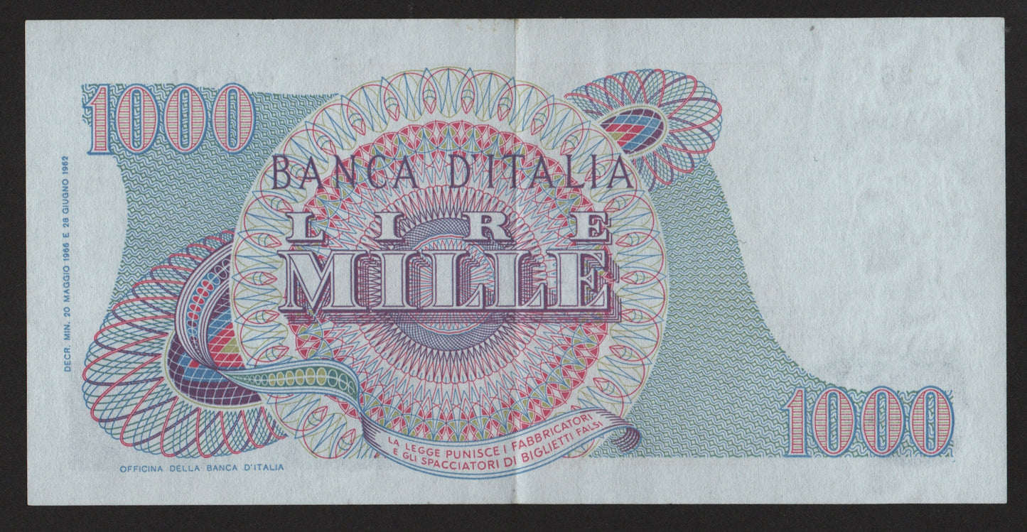 1000 LIRE VERDI 1° TIPO 20/05/1966 SPL