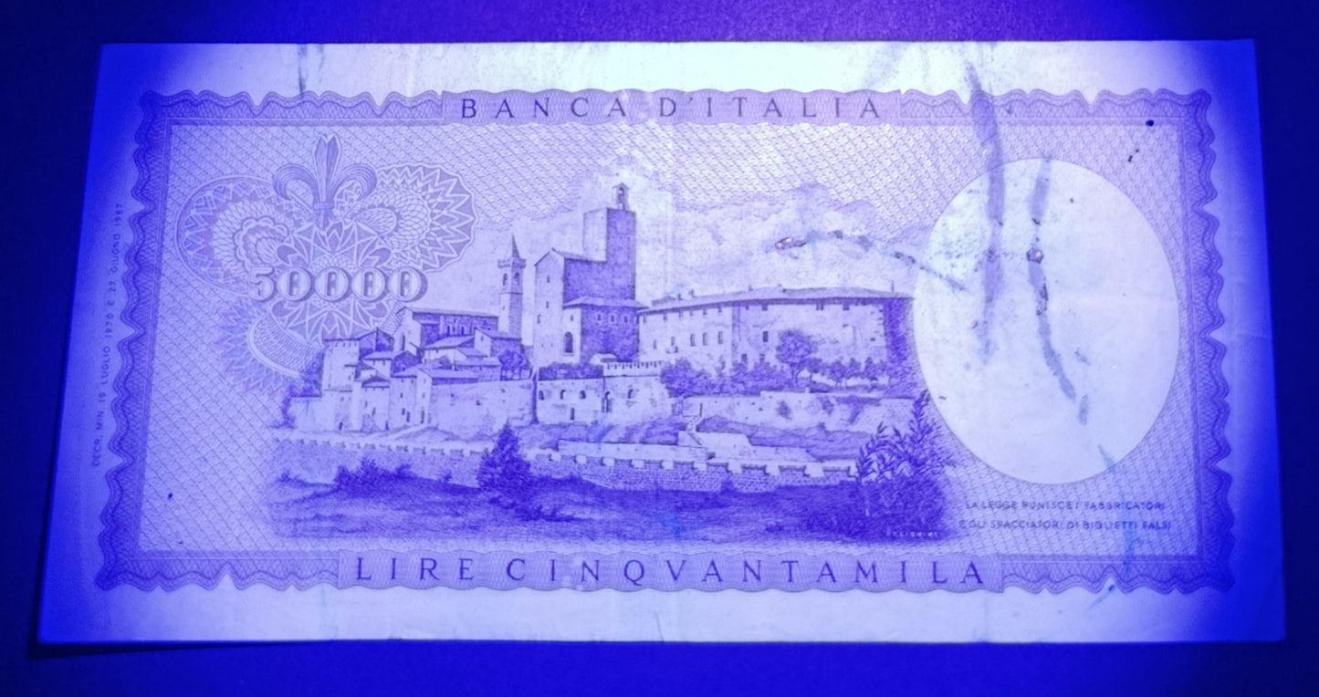 50000 LIRE LEONARDO DA VINCI 19/07/1970 SENZA FIBRILLE R2 qBB - Numismatica_ita