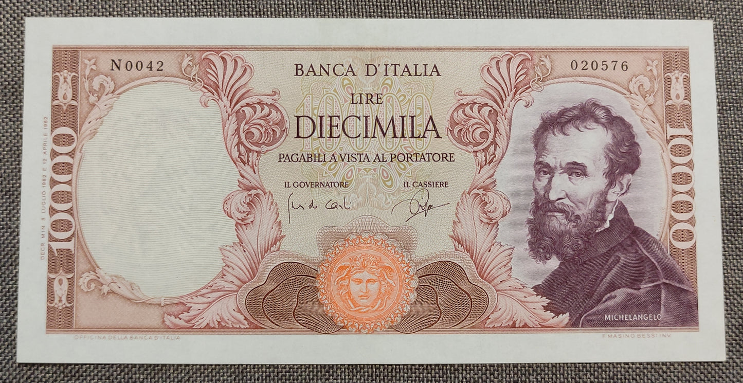 10000 LIRE MICHELANGELO 03/07/1962 SPL