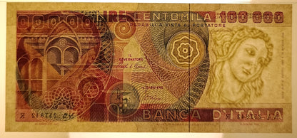 100000 LIRE BOTTICELLI 10/05/1982 PMG 64 qFDS