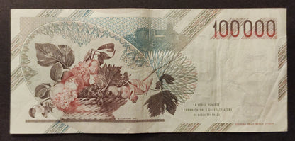 100000 LIRE CARAVAGGIO 1° TIPO LETTERA A 25/10/1983 BB