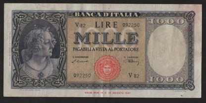 1000 LIRE ITALIA ORNATA DI PERLE (MEDUSA) 20/03/1947 BB