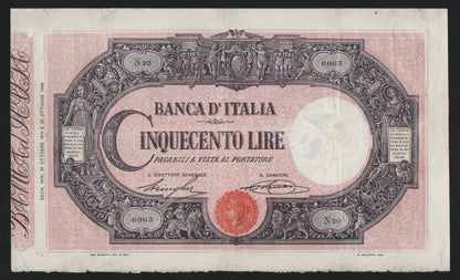 500 LIRE MATRICE (DECRETO) 31/10/1914 BB+ - Numismatica_ita