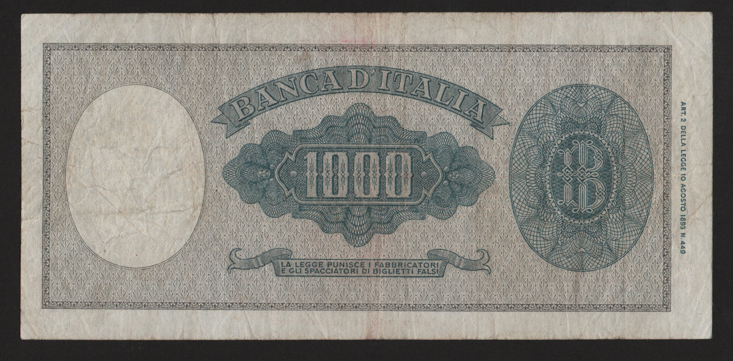 1000 LIRE ITALIA ORNATA DI PERLE (MEDUSA) 11/02/1949 BB