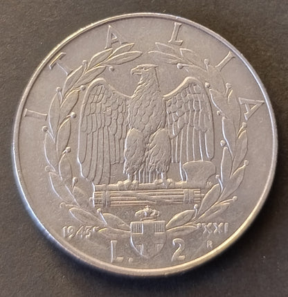 2 LIRE IMPERO 1943 VITTORIO EMANUELE III SPL+