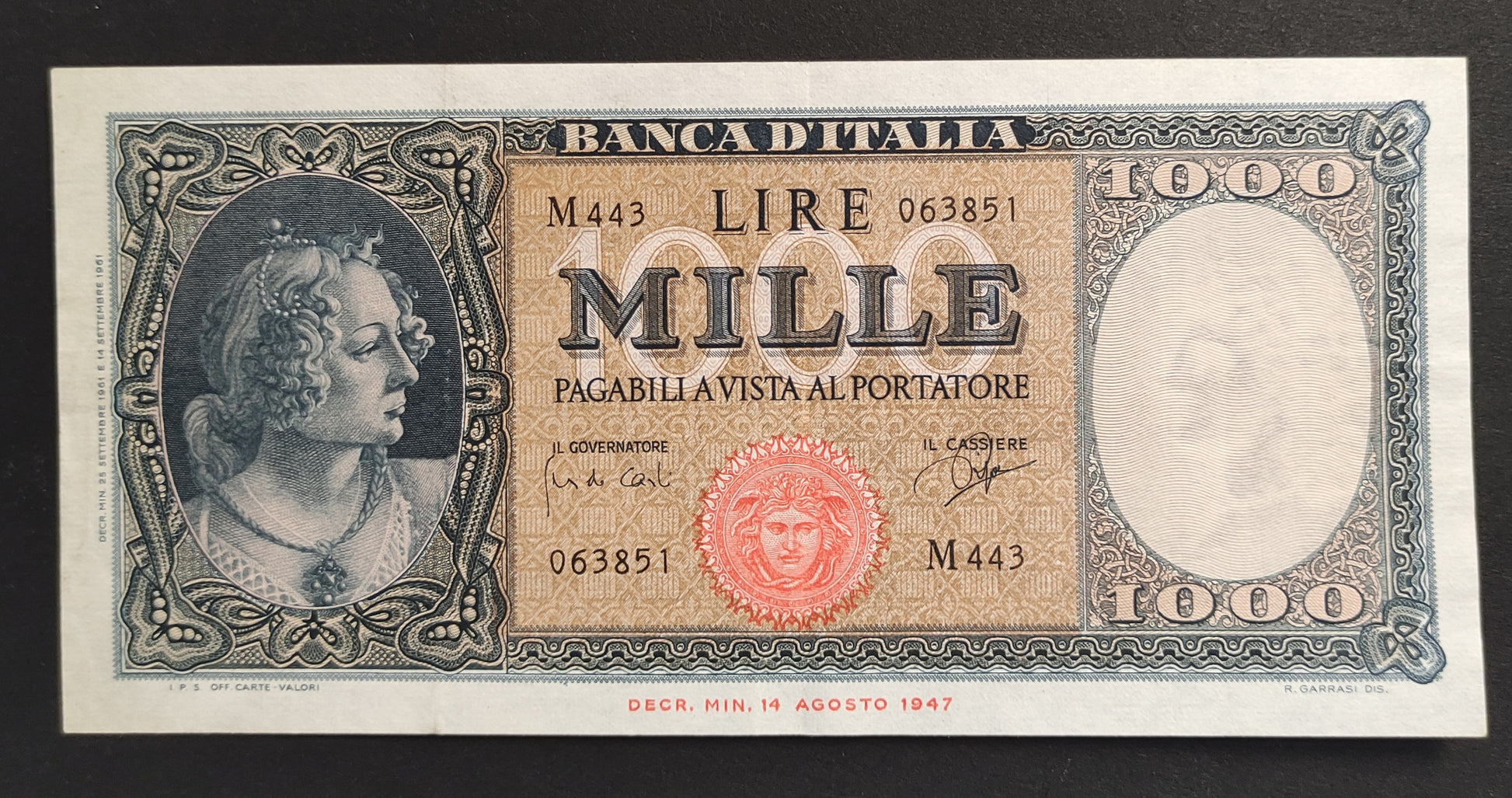 1000 LIRE ITALIA (MEDUSA) 25/09/1961 (SPL) - Numismatica_ita