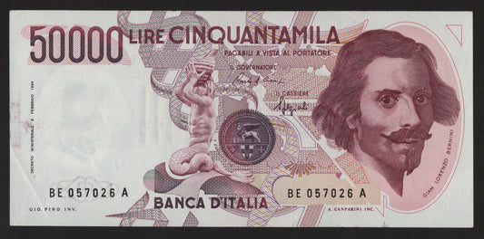 50000 LIRE BERNINI 1° TIPO LETTERA E 1992 SPL