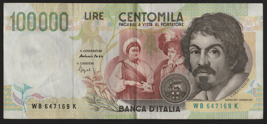 100000 LIRE CARAVAGGIO 2° TIPO LETTERA B 27/02/1995 BB