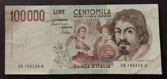 100000 LIRE CARAVAGGIO 1° TIPO LETTERA B 1985 BB