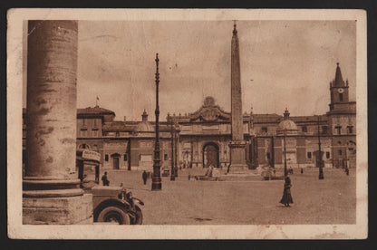 ANTICA CARTOLINA REGNO D'ITALIA VIAGGIATA DEL 1932 - ROMA PIAZZA DEL POPOLO