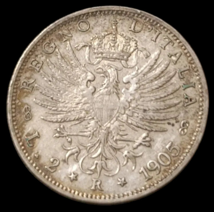 2 LIRE AQUILA SABAUDA 1905 MONETA IN ARGENTO REGNO D'ITALIA qSPL - Numismatica_ita