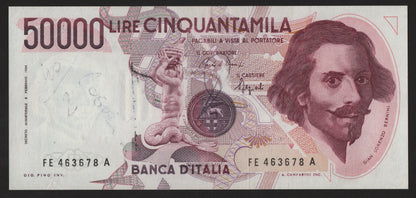 50000 LIRE BERNINI 1° TIPO LETTERA E 1992 BB