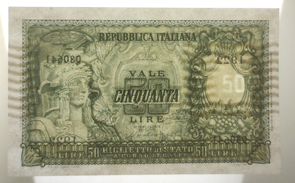 50 LIRE ITALIA ELMATA 31/12/1951 FDS