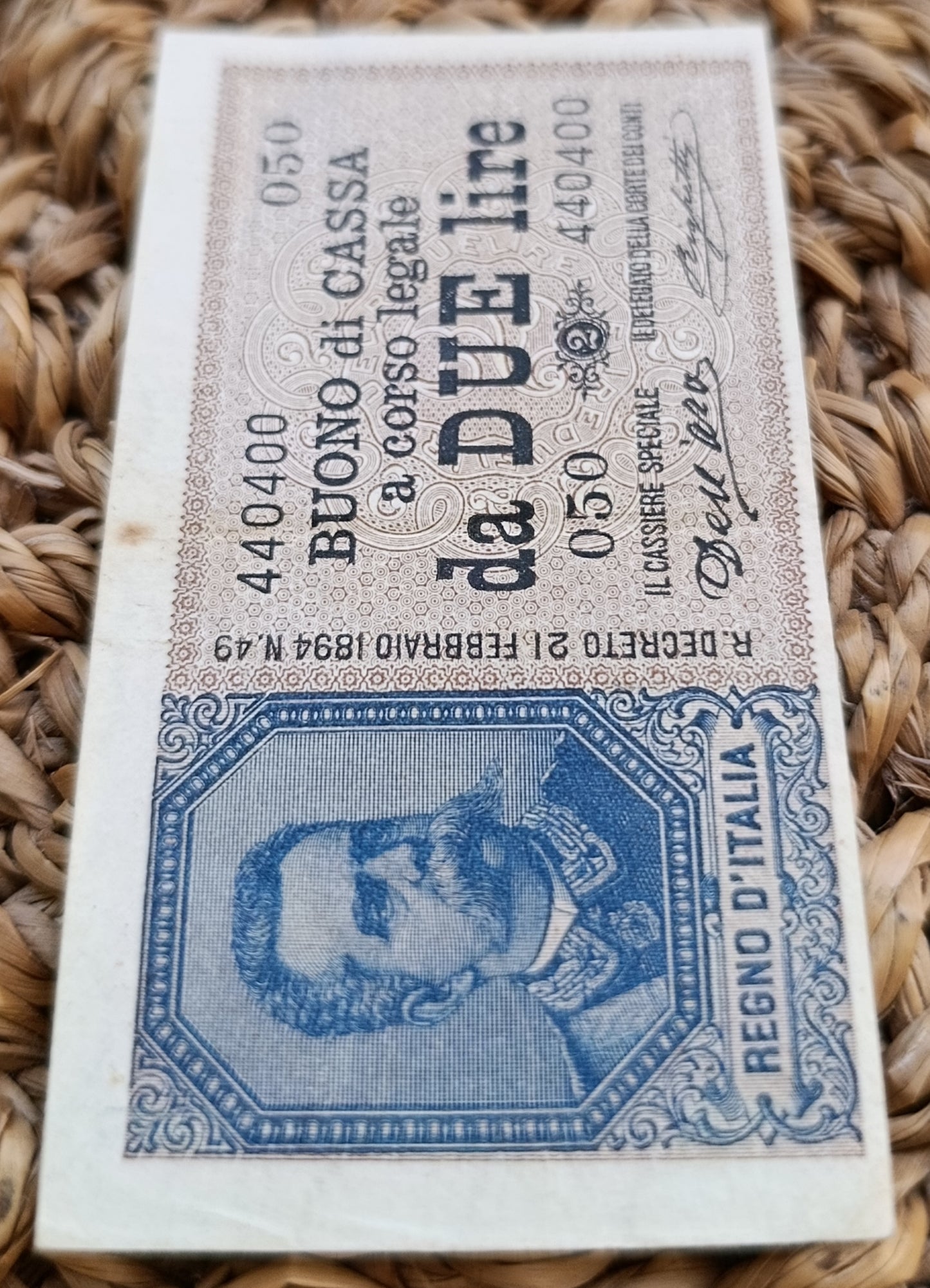 BUONO DI CASSA DA 2 LIRE UMBERTO I 15/02/1897 R3 SPL