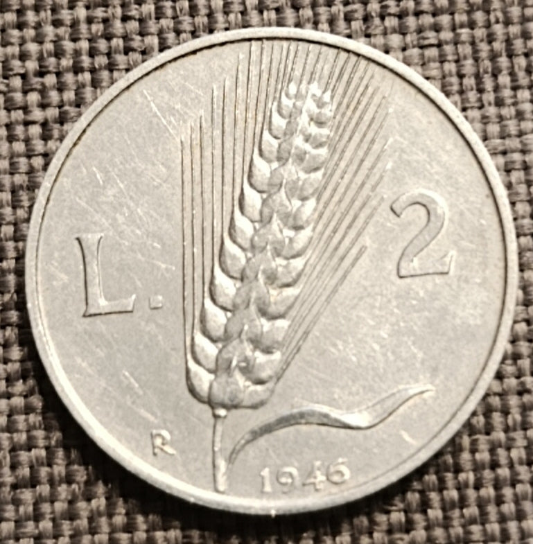 2 LIRE SPIGA 1946 BB+ MONETA RARA REPUBBLICA ITALIANA