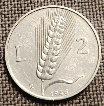 2 LIRE SPIGA 1946 BB+ MONETA RARA REPUBBLICA ITALIANA