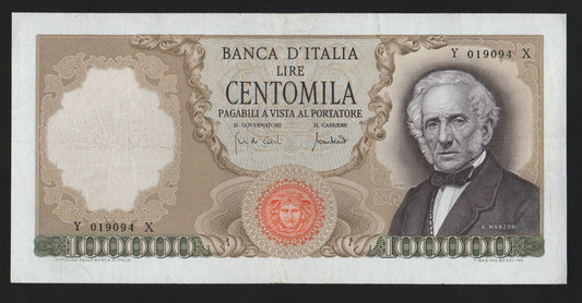 100000 LIRE MANZONI 19/07/1970 BB+