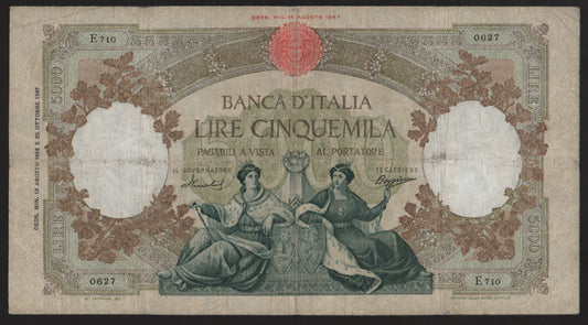 5000 LIRE REPUBBLICHE MARINARE REGINE DEL MARE 13/08/1956 MB+