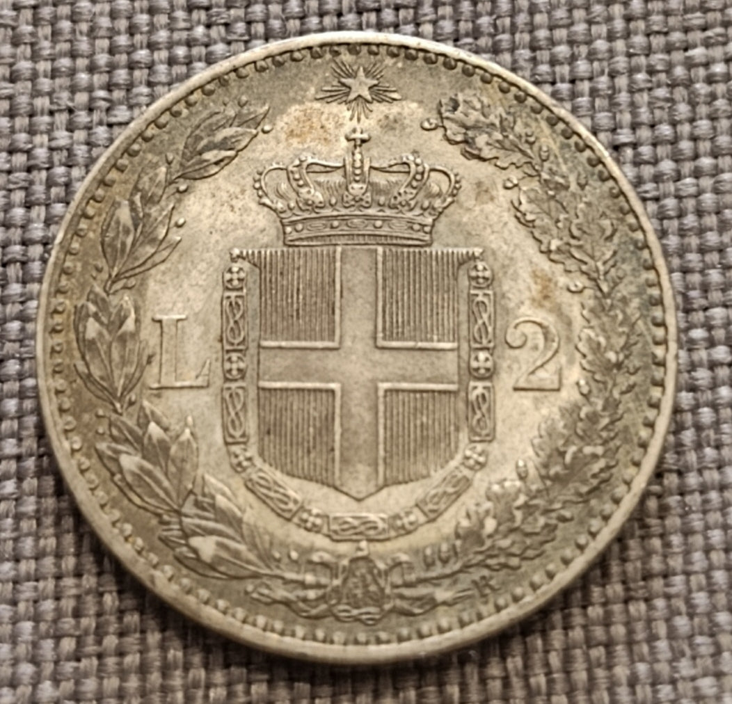 2 LIRE UMBERTO I 1883 SPL MONETA IN ARGENTO REGNO D'ITALIA - Numismatica_ita