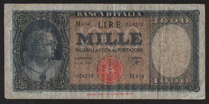 1000 LIRE ITALIA ORNATA DI PERLE (MEDUSA) 25/09/1961 qBB