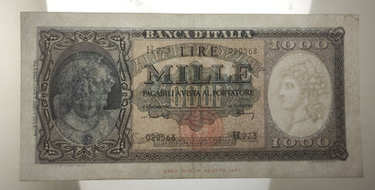 1000 LIRE ITALIA ORNATA DI PERLE (MEDUSA) 11/02/1949 BB+