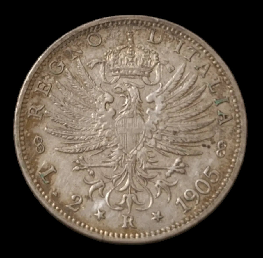 2 LIRE AQUILA SABAUDA 1905 MONETA IN ARGENTO REGNO D'ITALIA qSPL - Numismatica_ita
