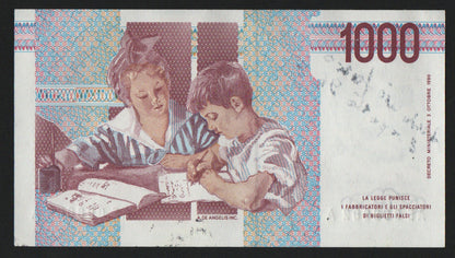 1000 LIRE MONTESSORI NUMERI PRIMI AUTOGRAFO FIRMATO FAZIO GOVERNATORE qFDS