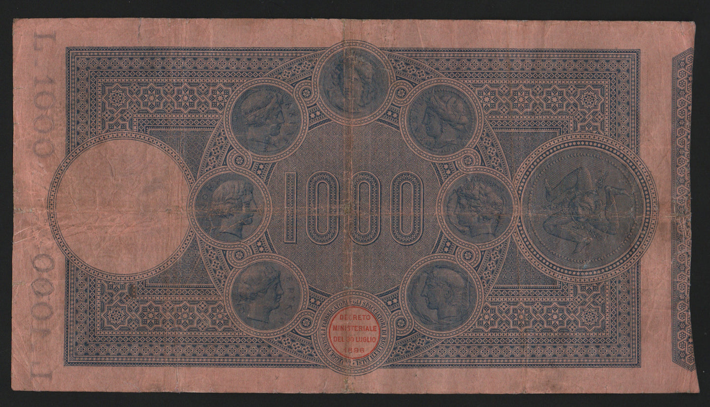 1000 LIRE BANCO DI SICILIA 2° TIPO 18/12/1901 R5 qBB