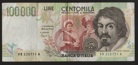 100000 LIRE CARAVAGGIO 2° TIPO LETTERA B 27/02/1995 BB