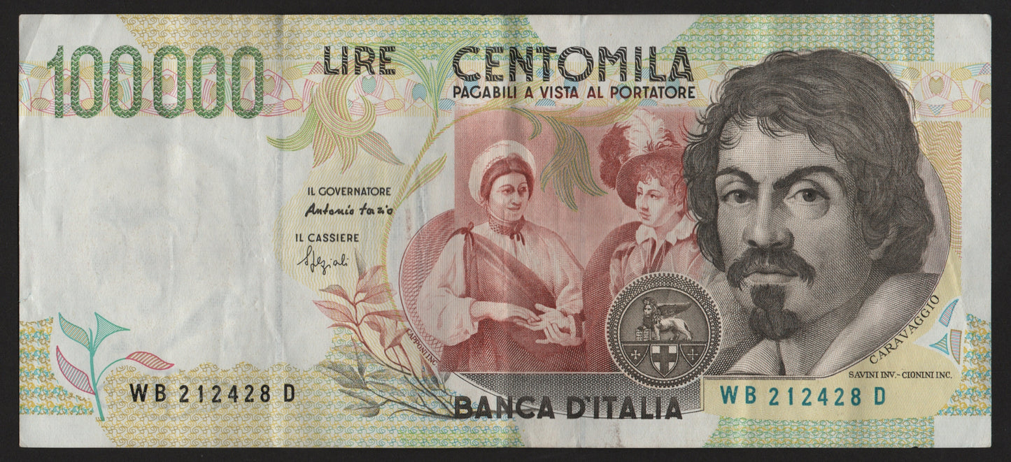 100000 LIRE CARAVAGGIO 2° TIPO LETTERA B 27/02/1995 BB